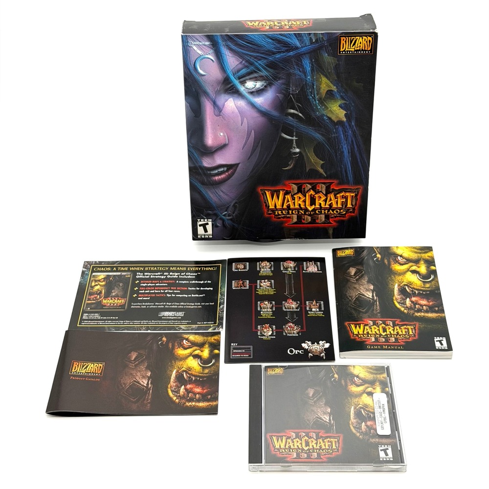 Warcraft III Reign Of Chaos PC Game Night Elf Variant Box Complete Blizzard